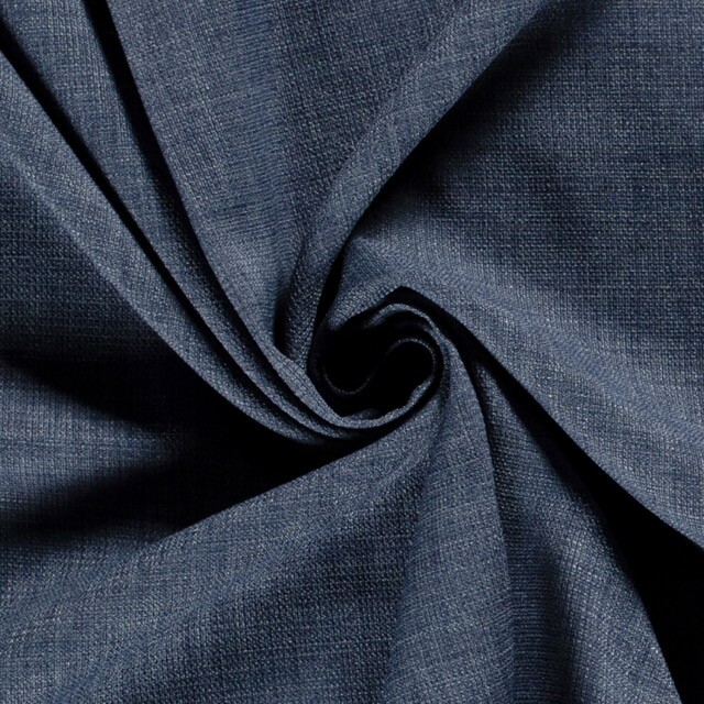 Linen look deco fabric solid steel blue