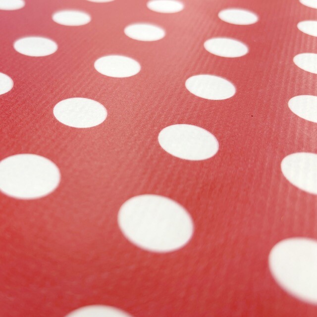 Coated tablecloth printed dots red