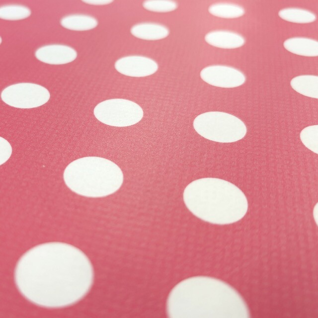 Coated tablecloth printed dots fuchsia