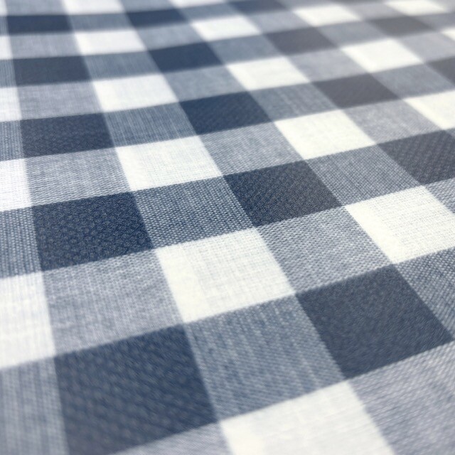 Coated tablecloth printed checks cobalt