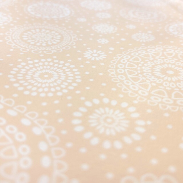 Coated tablecloth printed mandalas light pink