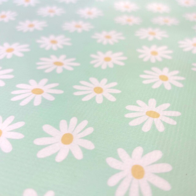 coated tablecloth printed flowers mint