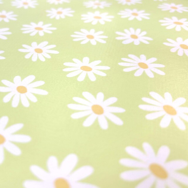 Coated tablecloth printed flowers green