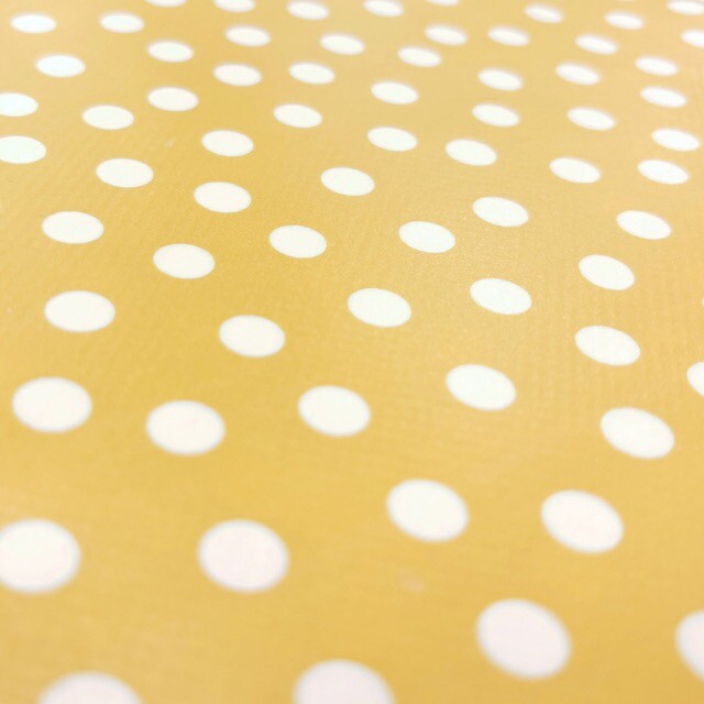 Coated tablecloth printed dots ocher