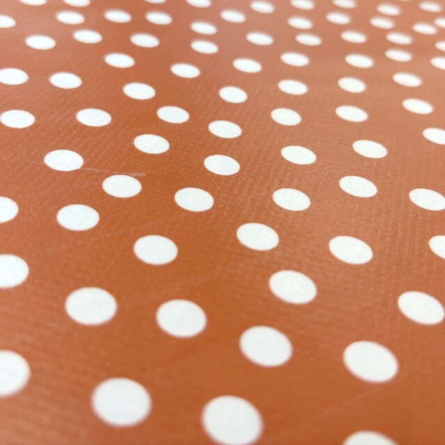 Coated tablecloth printed dots brick