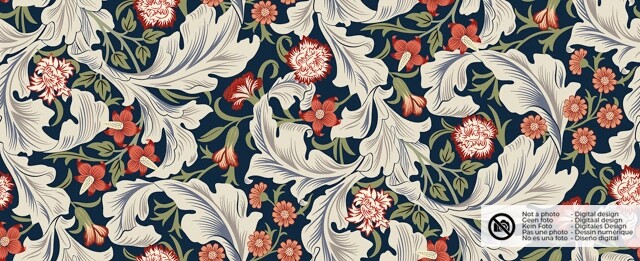 Decoration fabric panama digital print flowers navy