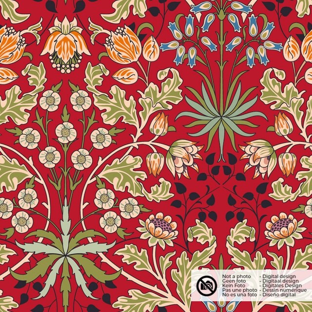 Decoration fabric panama digital print flowers red