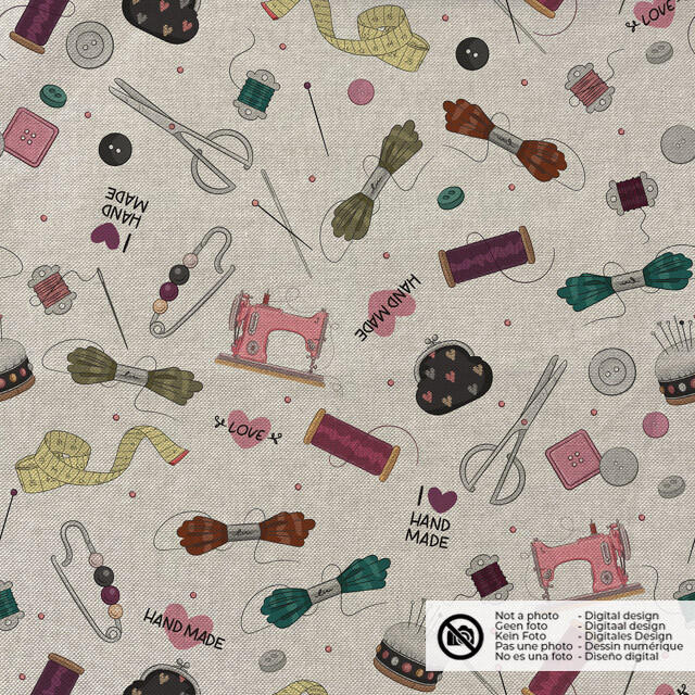 Decoration fabric linen look digital print sewing supplies beige