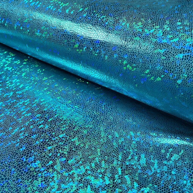 Lamé fabric foiled snakes aqua