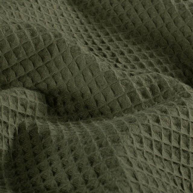 Waffle fabric coarse khaki green