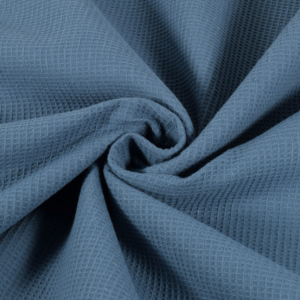 Waffle fabric fine steel blue