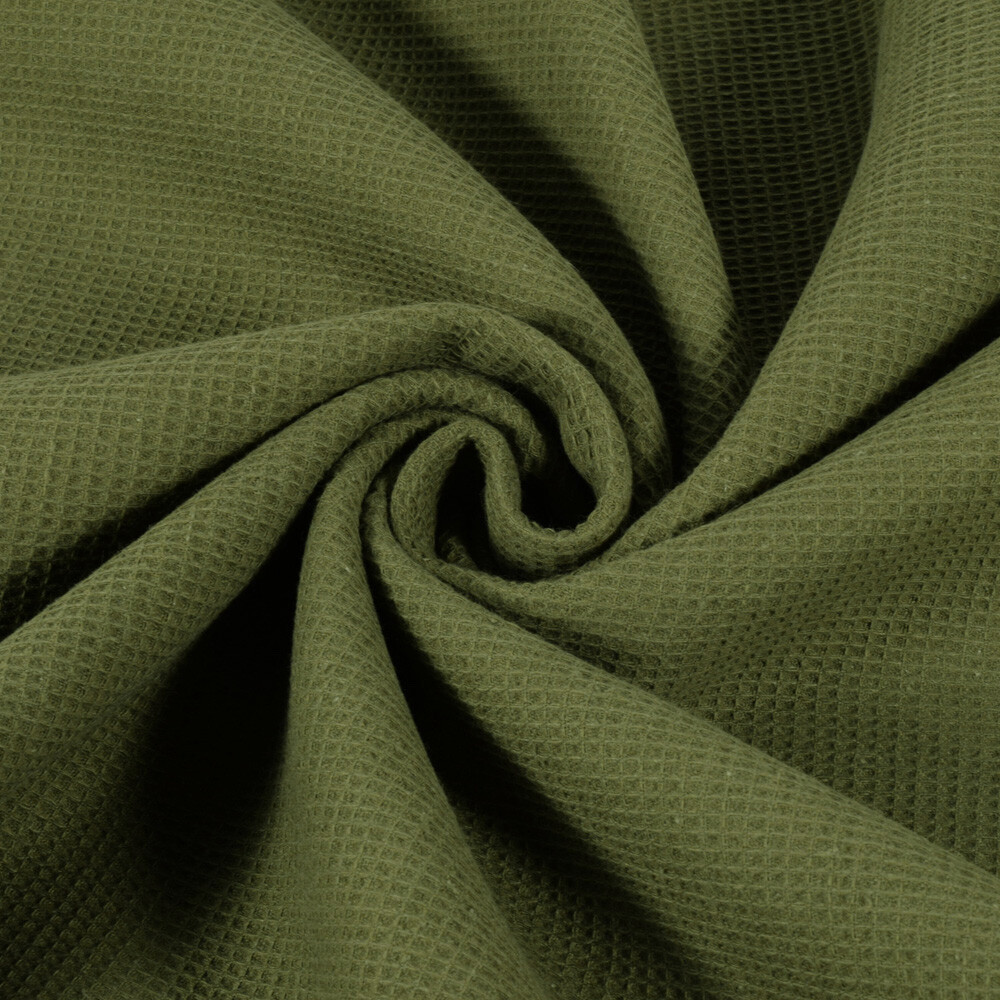 Waffle fabric fine khaki green