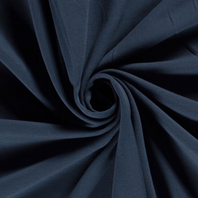 French terry brushed solid dark indigo