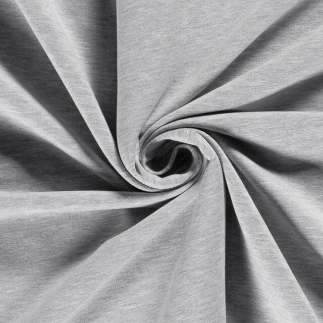 French terry brushed solid light grey melange