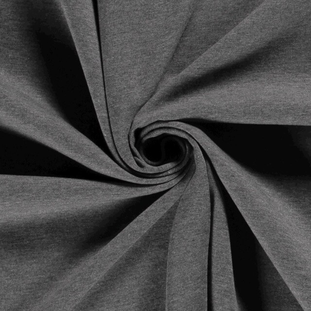 French terry brushed solid grey melange