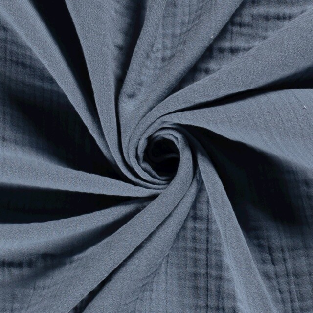 Cotton muslin triple layer solid indigo