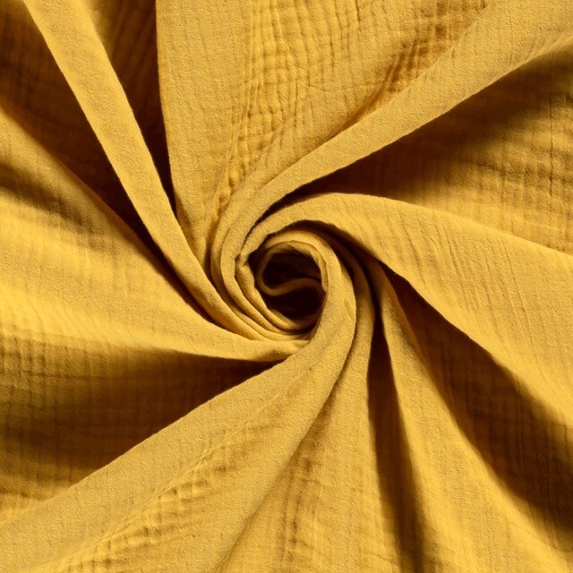 Cotton muslin triple layer solid ocher
