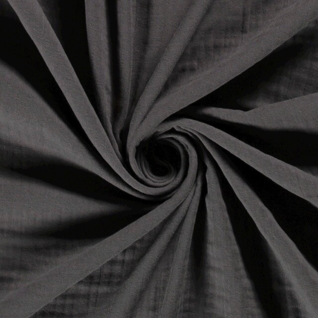 Cotton muslin triple layer solid dark grey