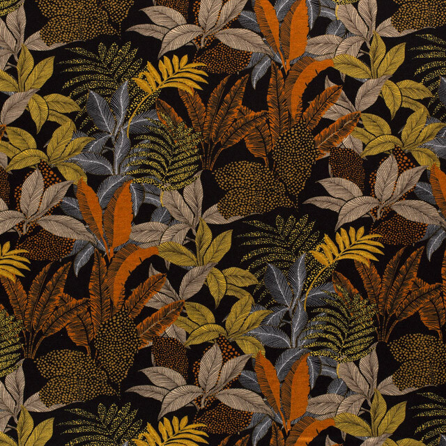 Jersey fabric discharge printed flowers oker