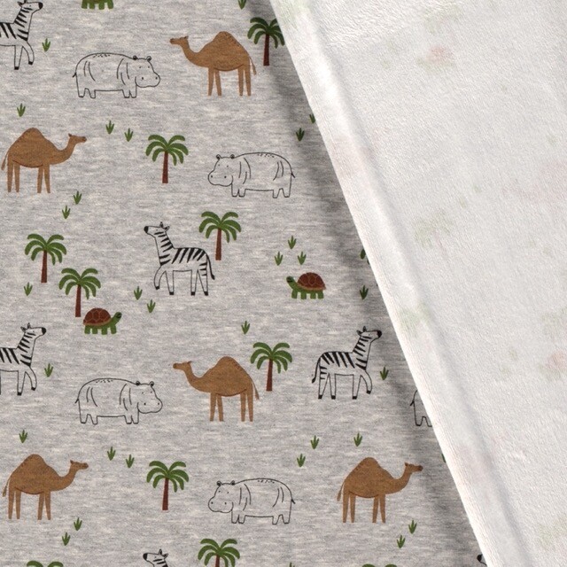 Alpenfleece animals melange light grey 