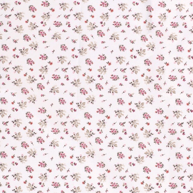 Cotton poplin printed flowers offwhite