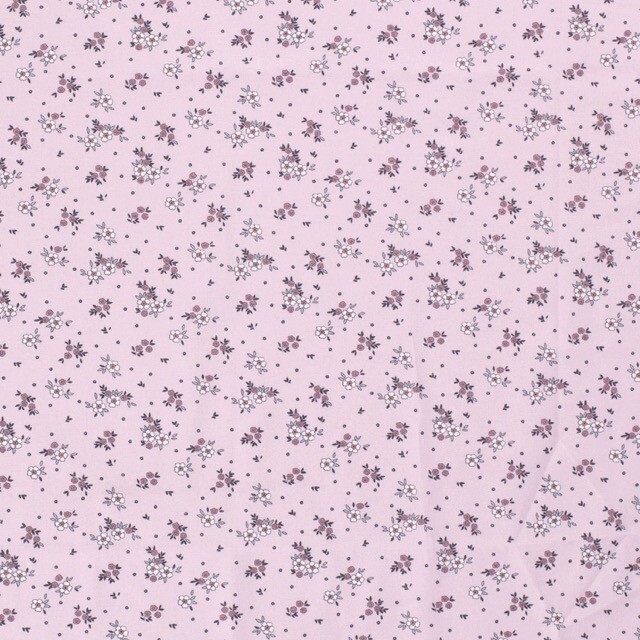 cotton poplin printed flowers light pink