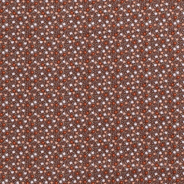 Cotton poplin printed flowers brown