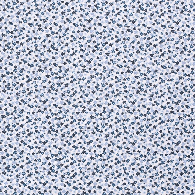 Cotton poplin printed flowers blue