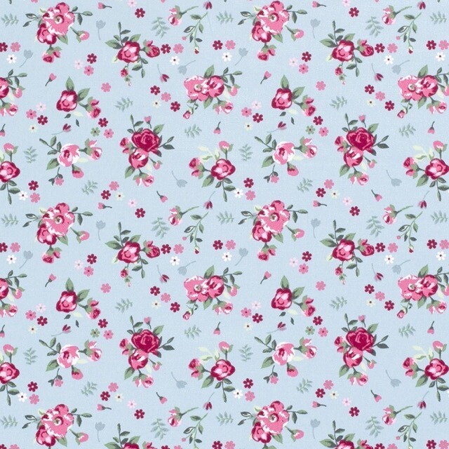 Cotton poplin large flowers indigo