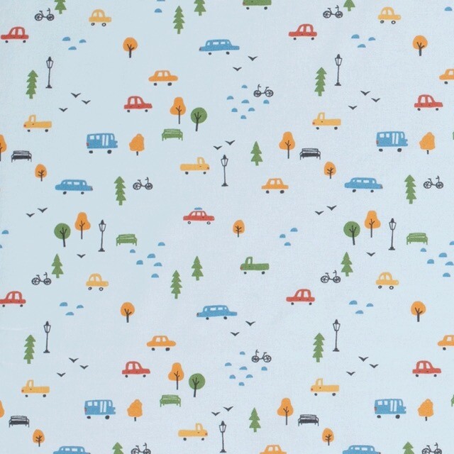 Cotton poplin Cars light blue