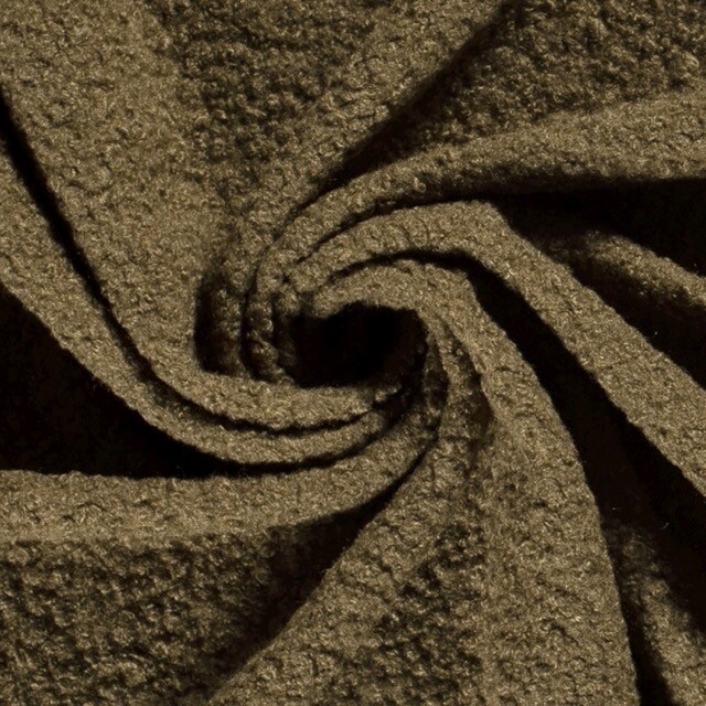 Fine knit bouclé solid khaki green