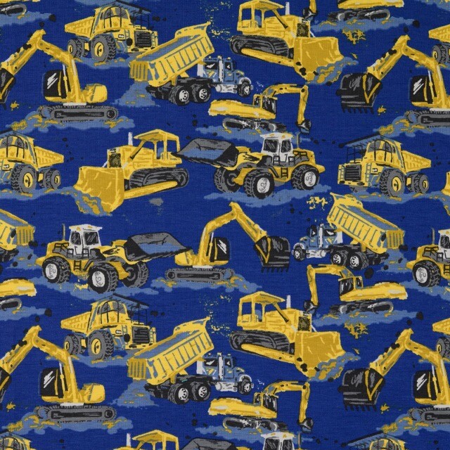Cotton jersey construction vehicles dark blue