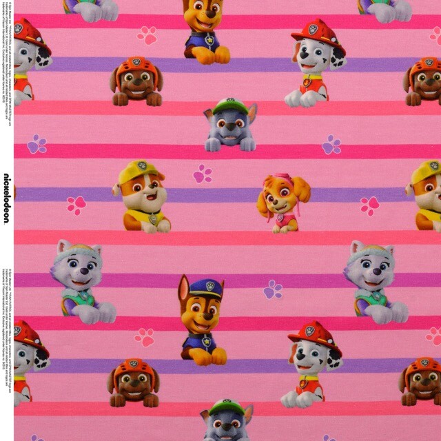 Cotton jersey digital print paw patrol pink
