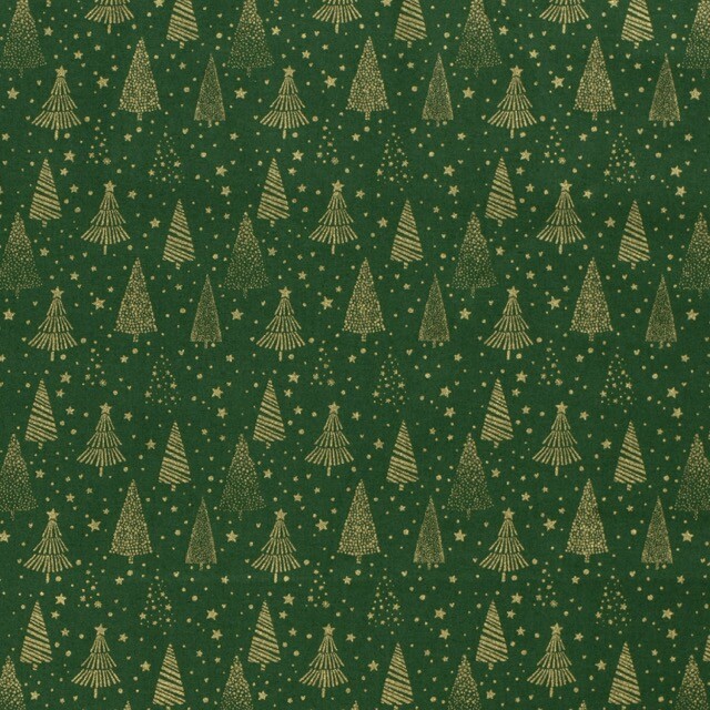 Cotton christmas trees green/gold