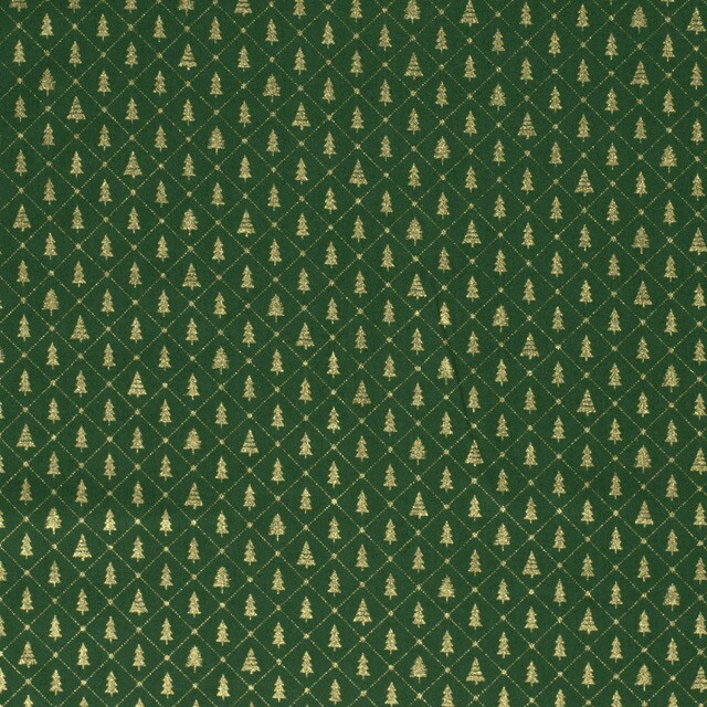 Cotton christmas trees green/gold