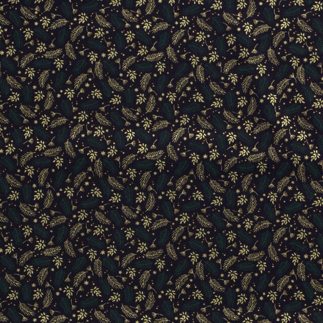 Cotton christmas twigs navy/gold
