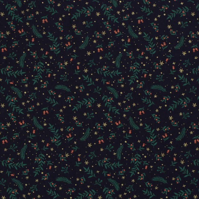 Cotton christmas twigs navy/gold