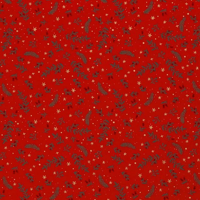 Cotton christmas twigs red/gold