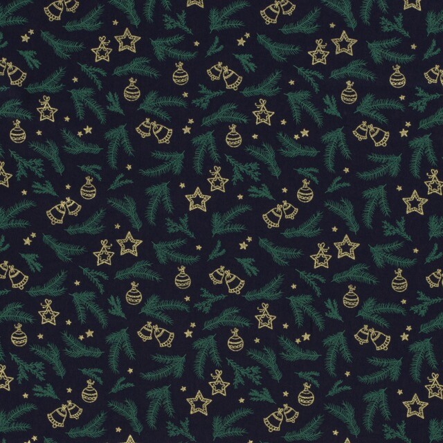 Cotton christmas decorations navy/gold