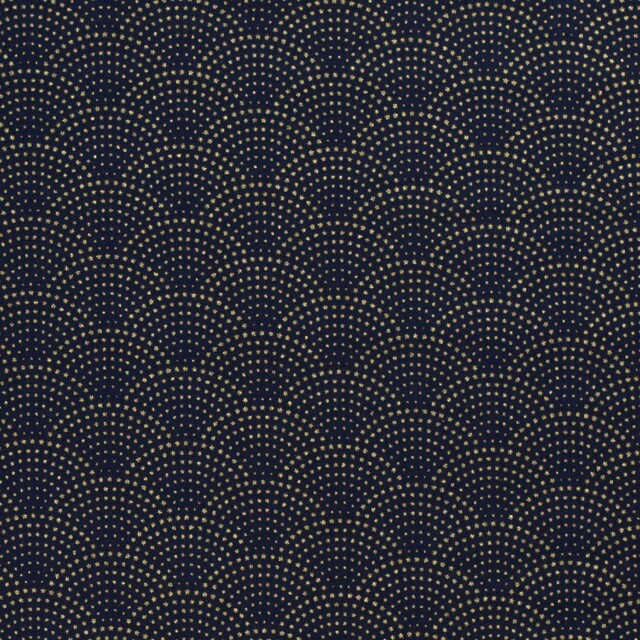 Cotton christmas tiny stars navy/gold