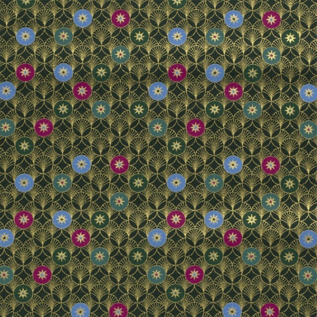 Cotton christmas stars green/gold
