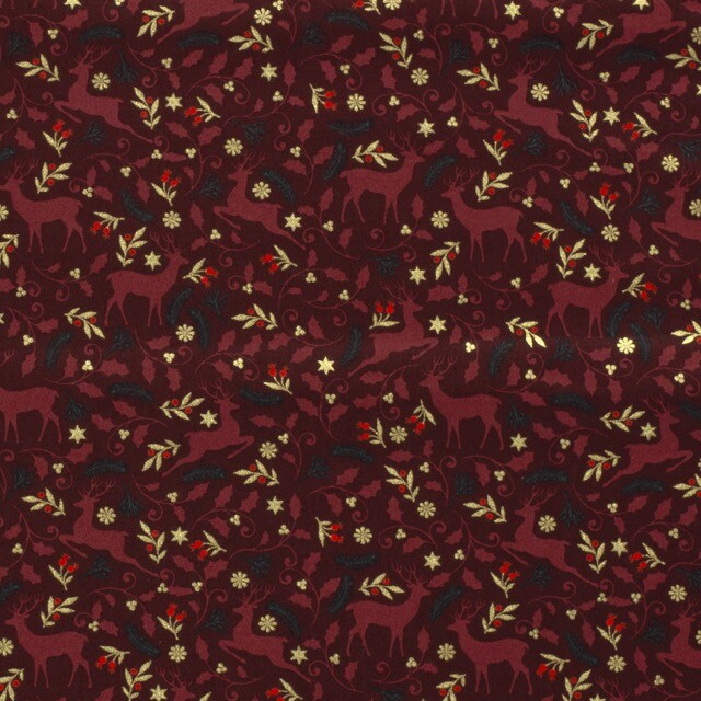 Cotton christmas reindeer red/gold