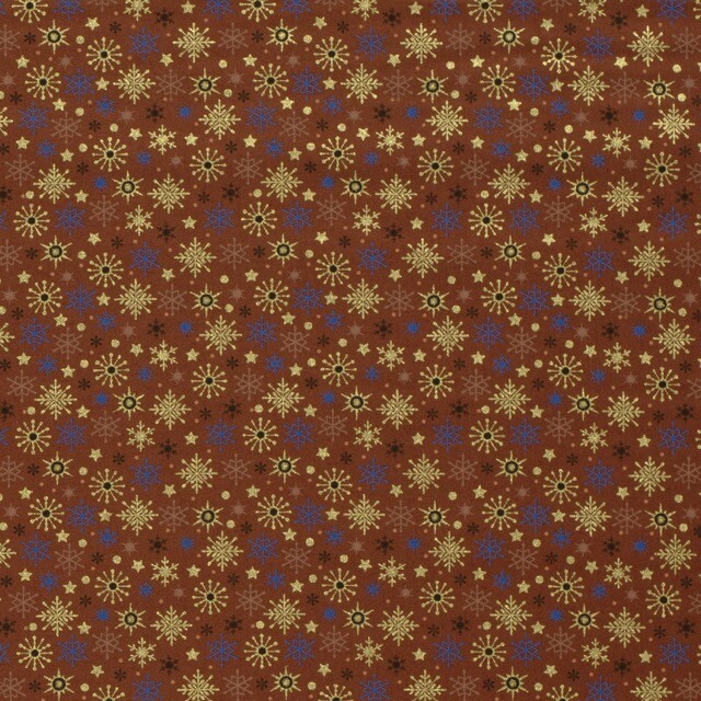 Cotton christmas snowflakes brick/gold
