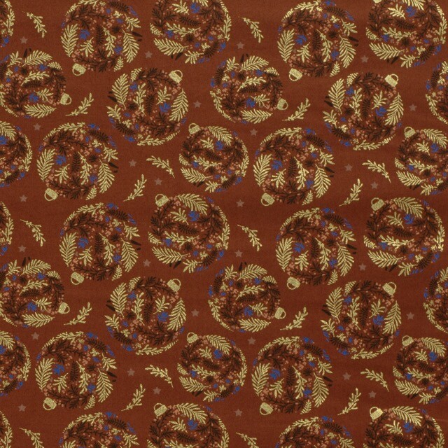 Cotton christmas balls brick/gold