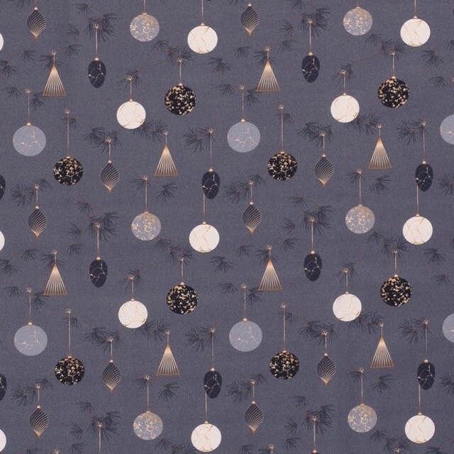 Cotton christmas balls grey blue/bronze