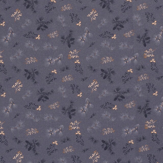 Cotton christmas twigs grey blue/bronze