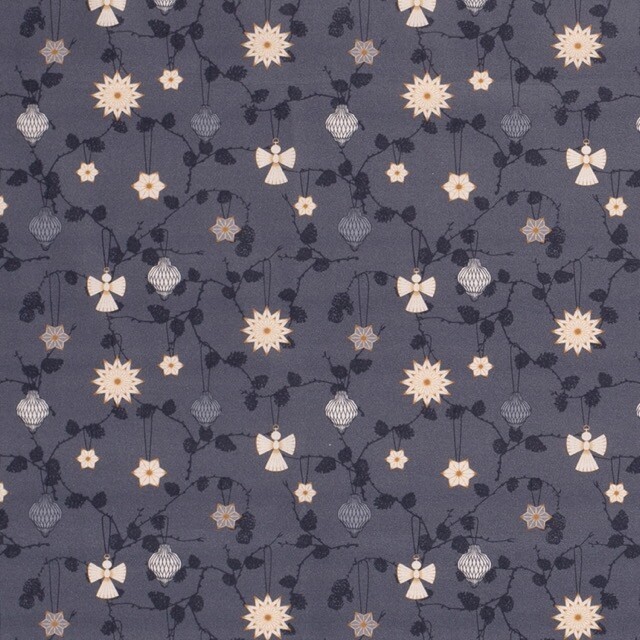 Cotton christmas ornaments grey blue/bronze