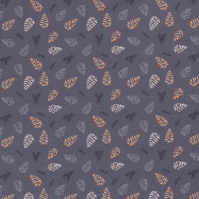 Cotton christmas pine cones grey blue/bronze