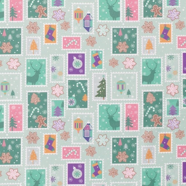 Cotton christmas collage mint