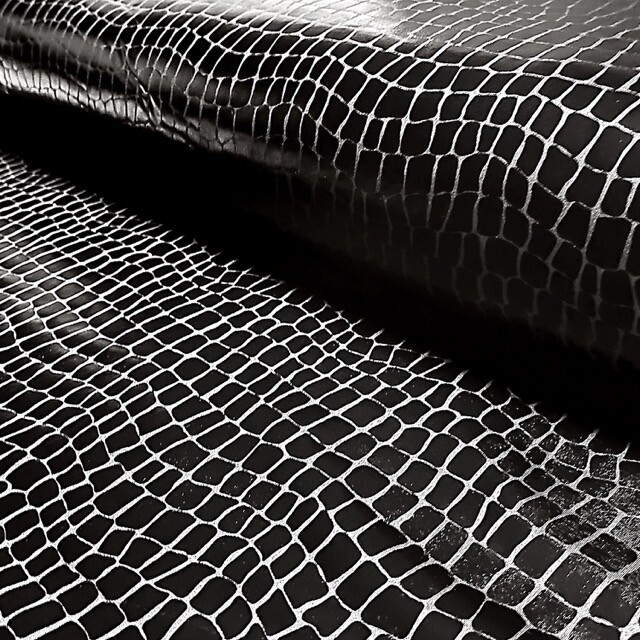 Lamé stretch foiled croco black